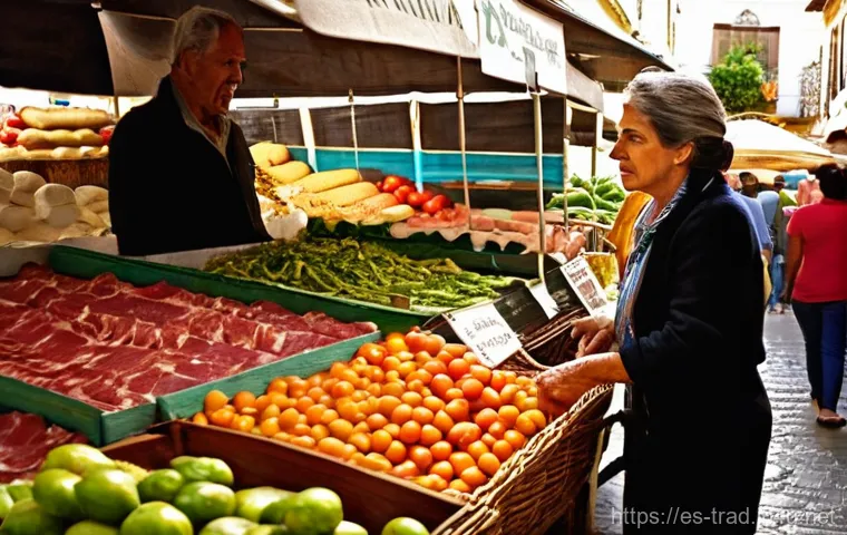 재래식푸드 가격대 - **Prompt 1: The Thoughtful Shopper in a Spanish Market**
A realistic depiction of a middle-aged ...