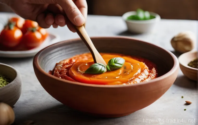 장류 브랜드별 특징 - Image Prompt 1: The Soul of Spanish Artisanal Sauces in a Rustic Kitchen**